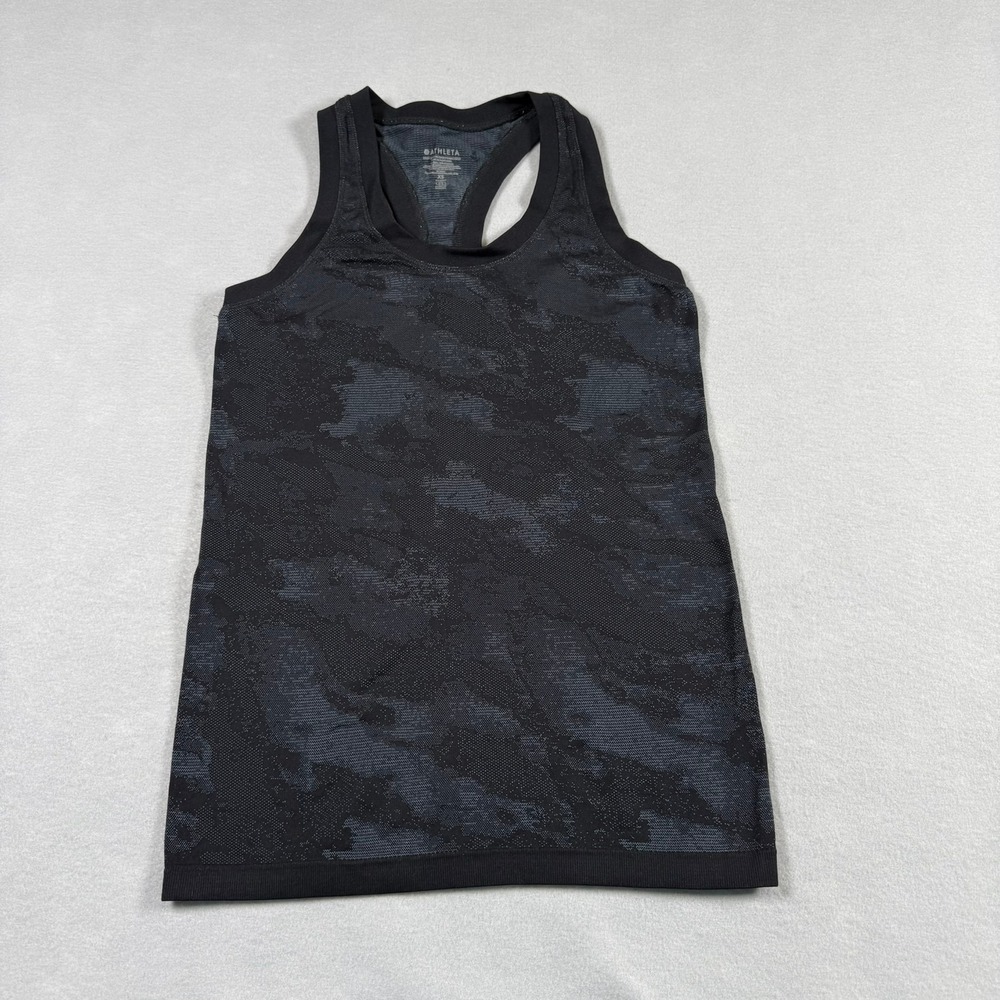 Athleta Womens XS Momentum Tank Black Camo Seamless Racerback Workout Top Active - Picture 1 of 7